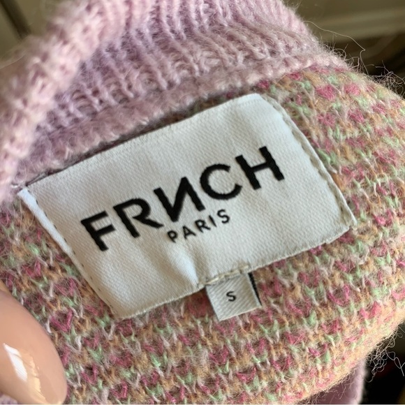 FRNCH Paris pastel crewneck sweater mohair wool blend size small multicolor - Picture 6 of 9